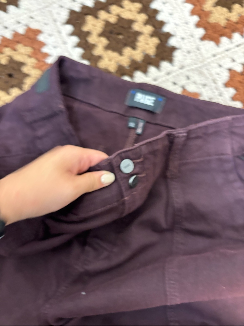Paige Brooklyn Wide Leg High Rise Pants Black Cherry Burgundy Size 32 - Picture 6 of 10